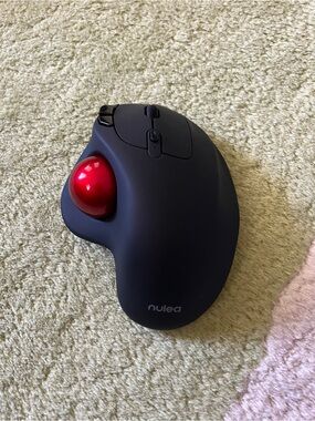 Nulea Black Wireless Ergonomic Trackball Mouse with Red Trackball